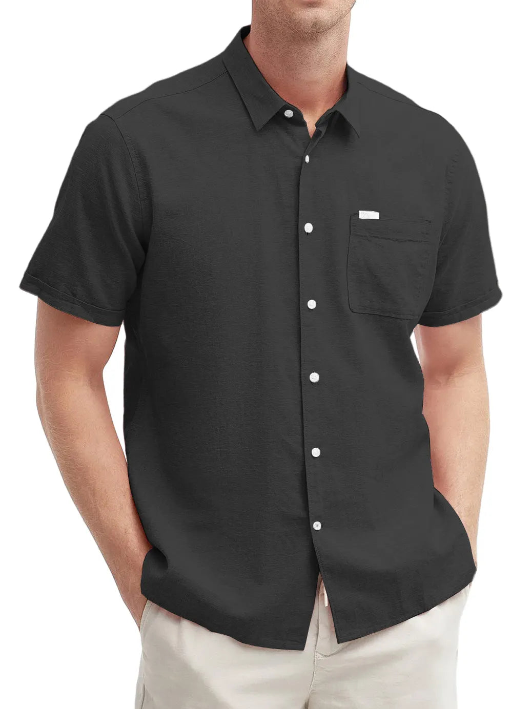 Men's Textured Pocket Casual Short-sleeved Shirt