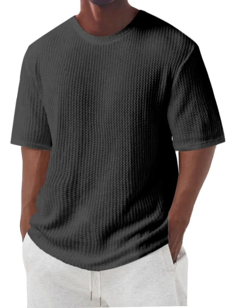 Men's Simple And Comfortable Texture Solid Color Short-sleeved T-shirt