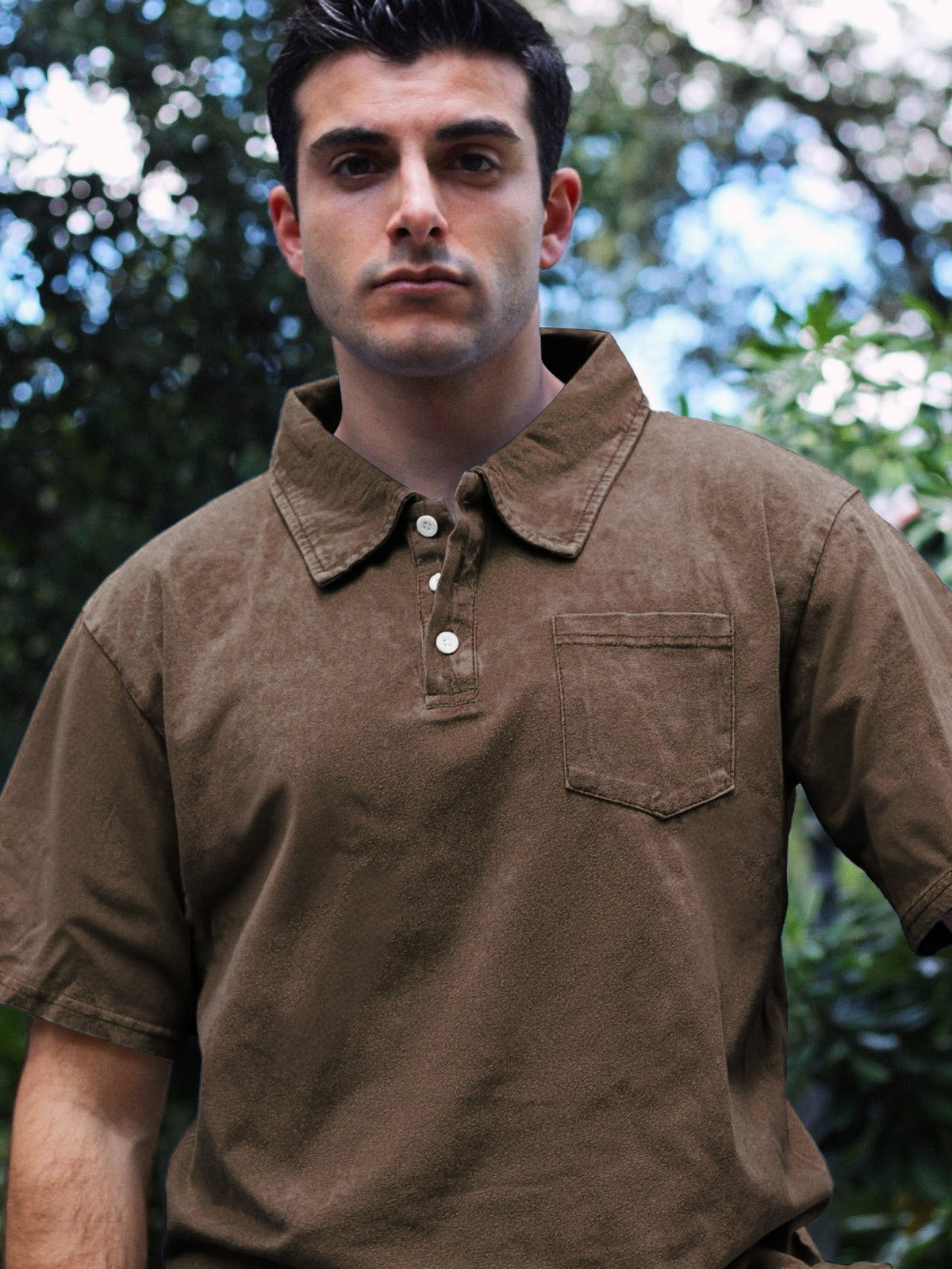 Men's Vintage Distressed Casual Pocket Lapel Short Sleeve POLO Shirt