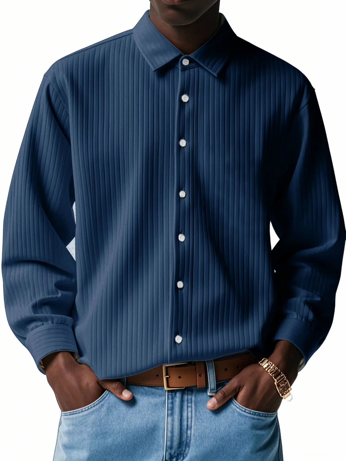 Men's Fashion Casual Corduroy Long Sleeve Shirt