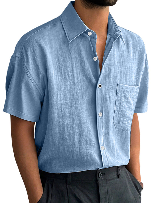 Men's Everyday Casual Lapel Pocket Comfort Short Sleeve Shirt