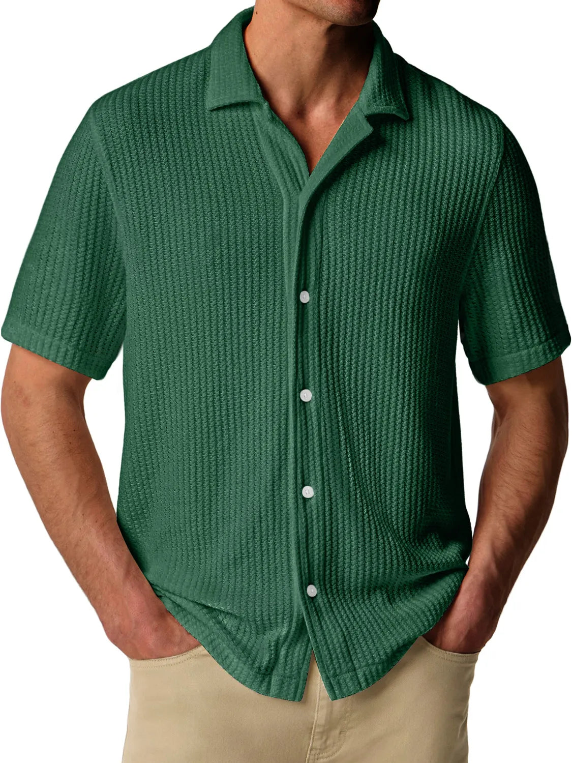 Men's Daily Texture Lapel Casual Comfort Short Sleeve Shirt
