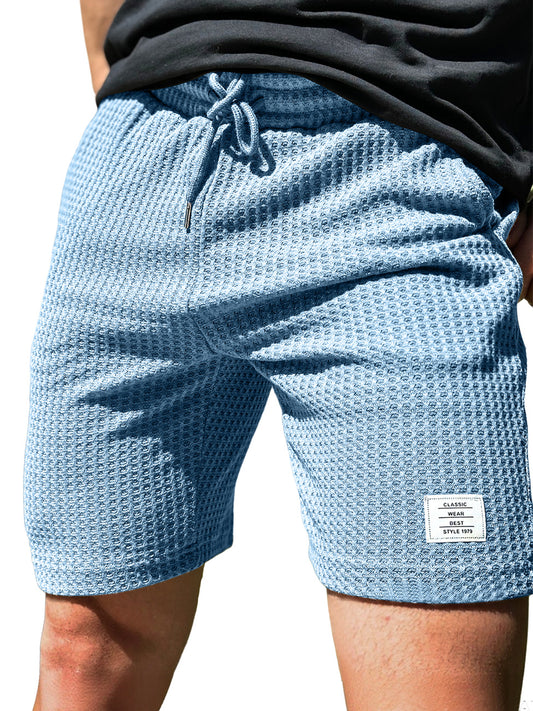 Men's Everyday Waffle Embroidered Logo Drawstring Casual Shorts