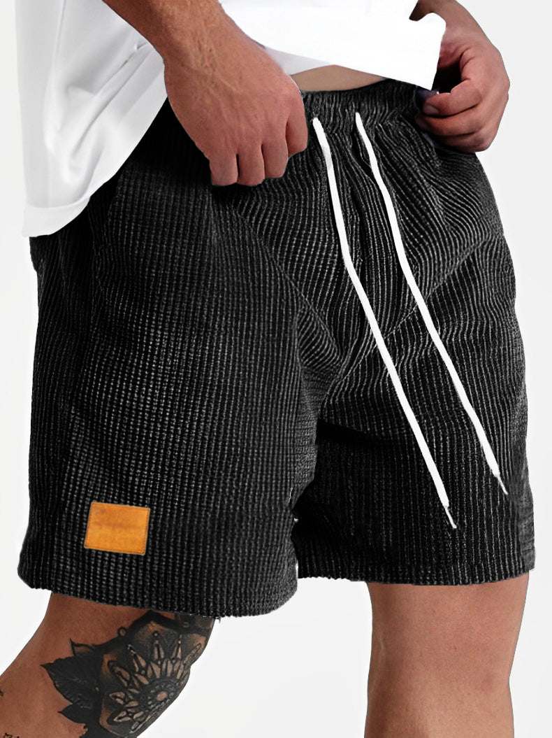 Men's Fashion Sports Lace-up Waffle Fabric Embroidered Logo Shorts