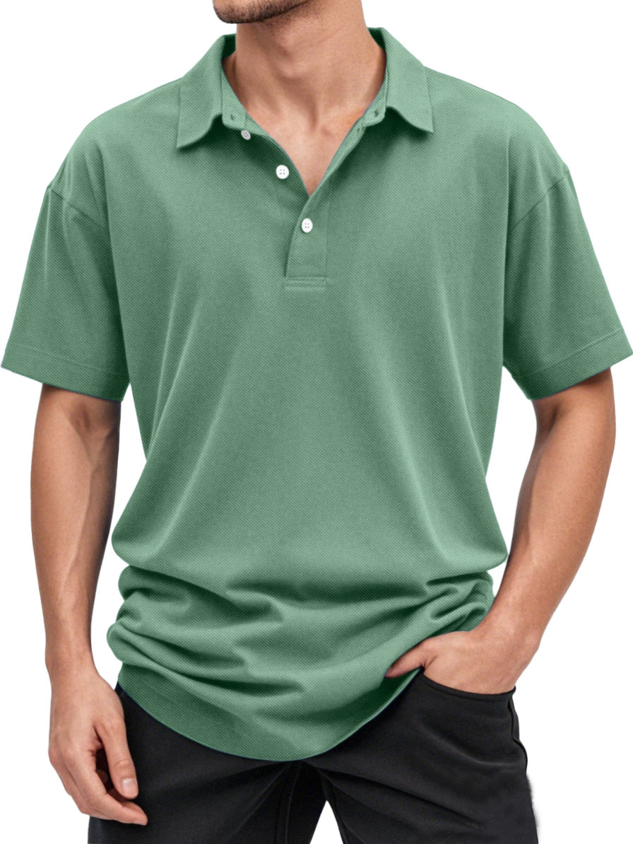 Men's Solid Color Casual And Comfortable Short-sleeved Lapel Polo Shirt