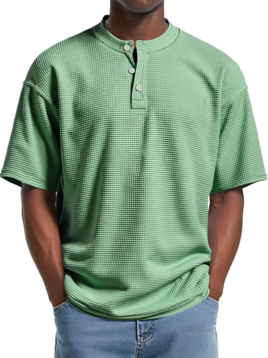 Men's Everyday Waffle Casual Comfort Short Sleeve Henley