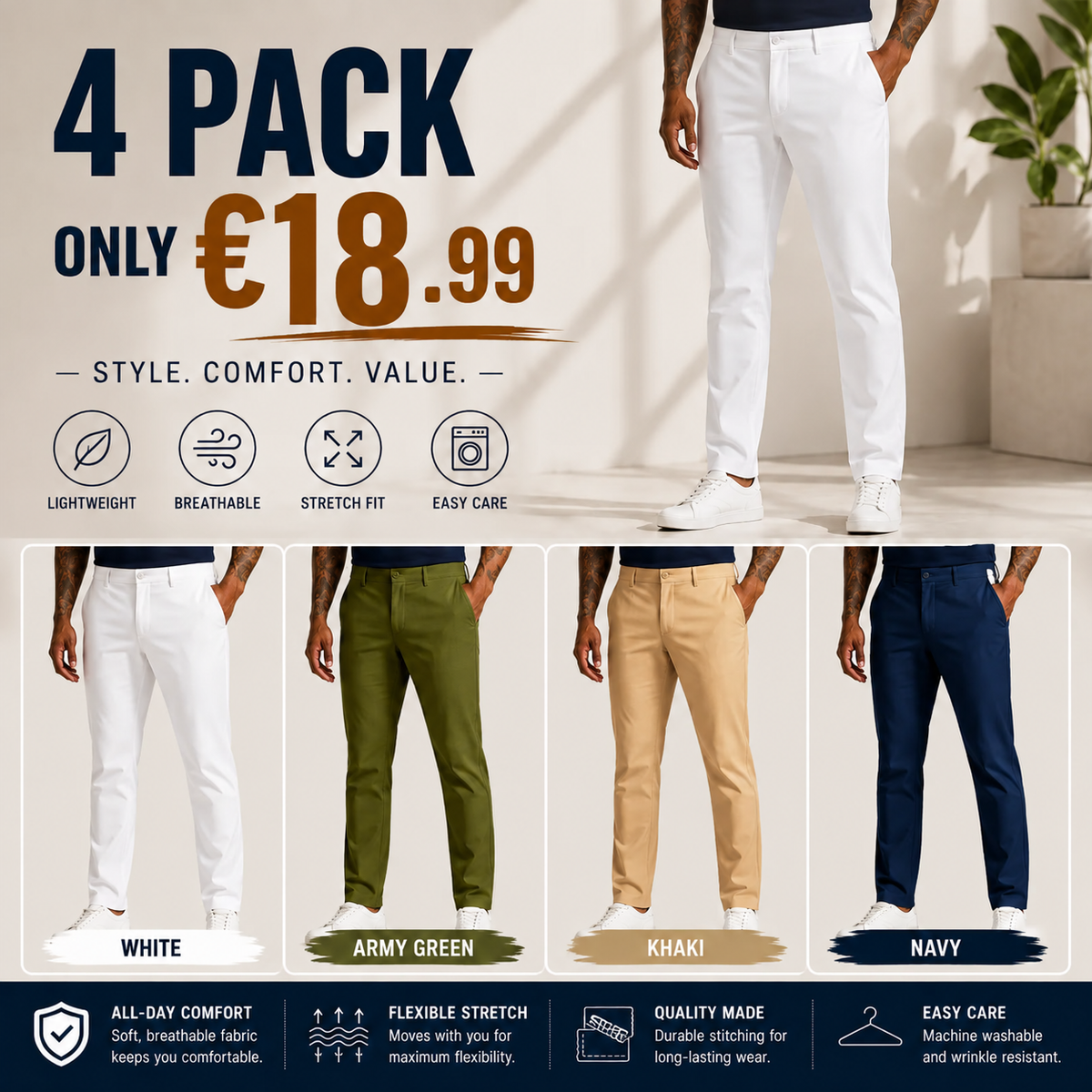 ⚡FINAL SALE⚡Men's Golf Stretch Straight Pants