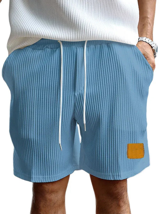 Men's Retro Embroidered Logo Stripe Fashion Lace-up Casual Shorts