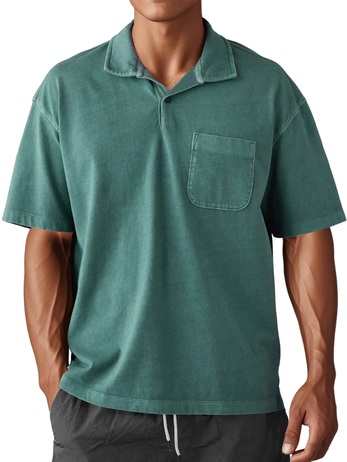 Men's Stylish Retro Washed And Distressed Loose Daily Short-sleeved Polo Top