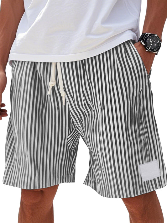 Mens Summer Stripe Logo Pocket Beach Casual Shorts