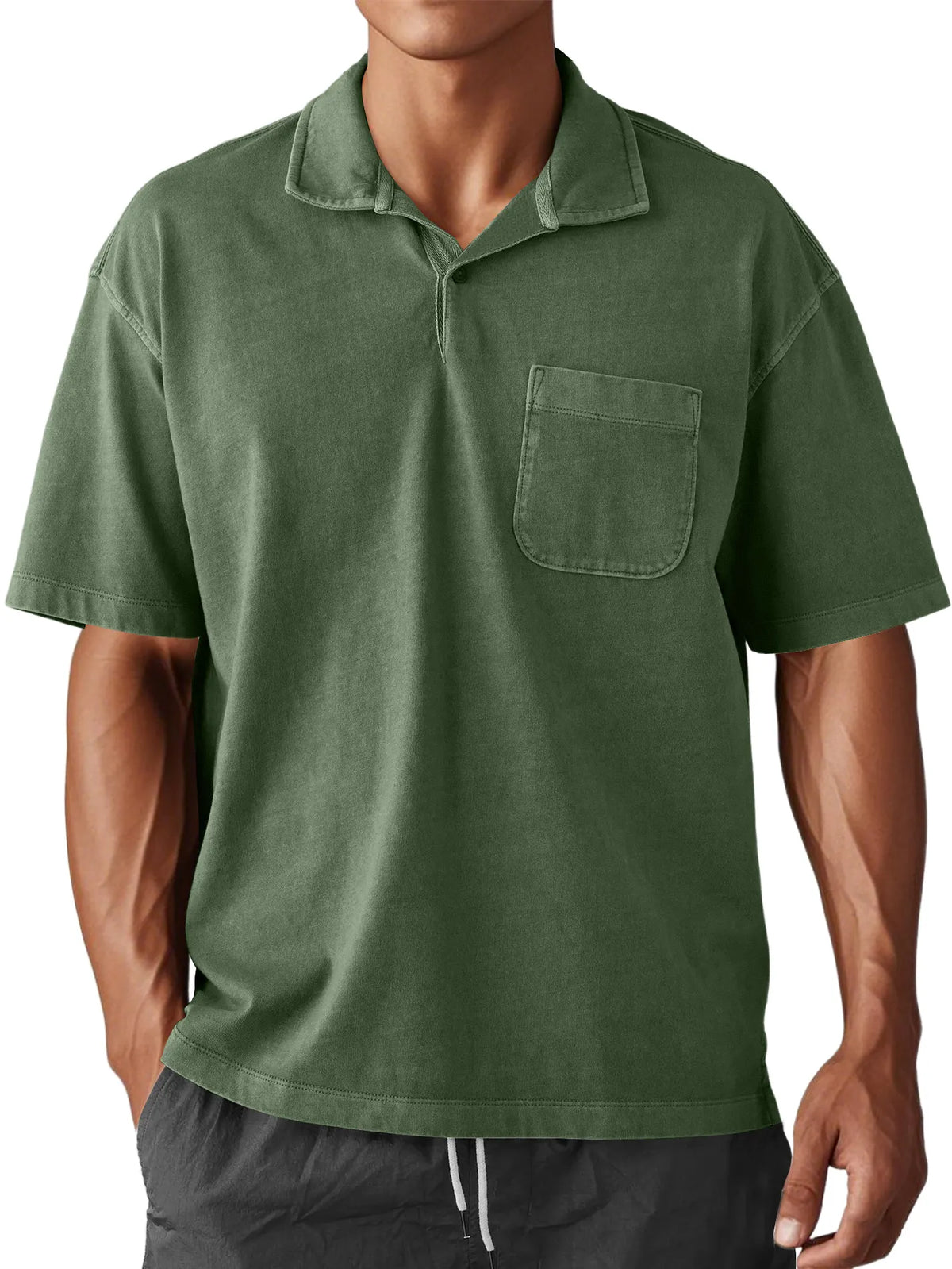 Men's Stylish Retro Washed And Distressed Loose Daily Short-sleeved Polo Top