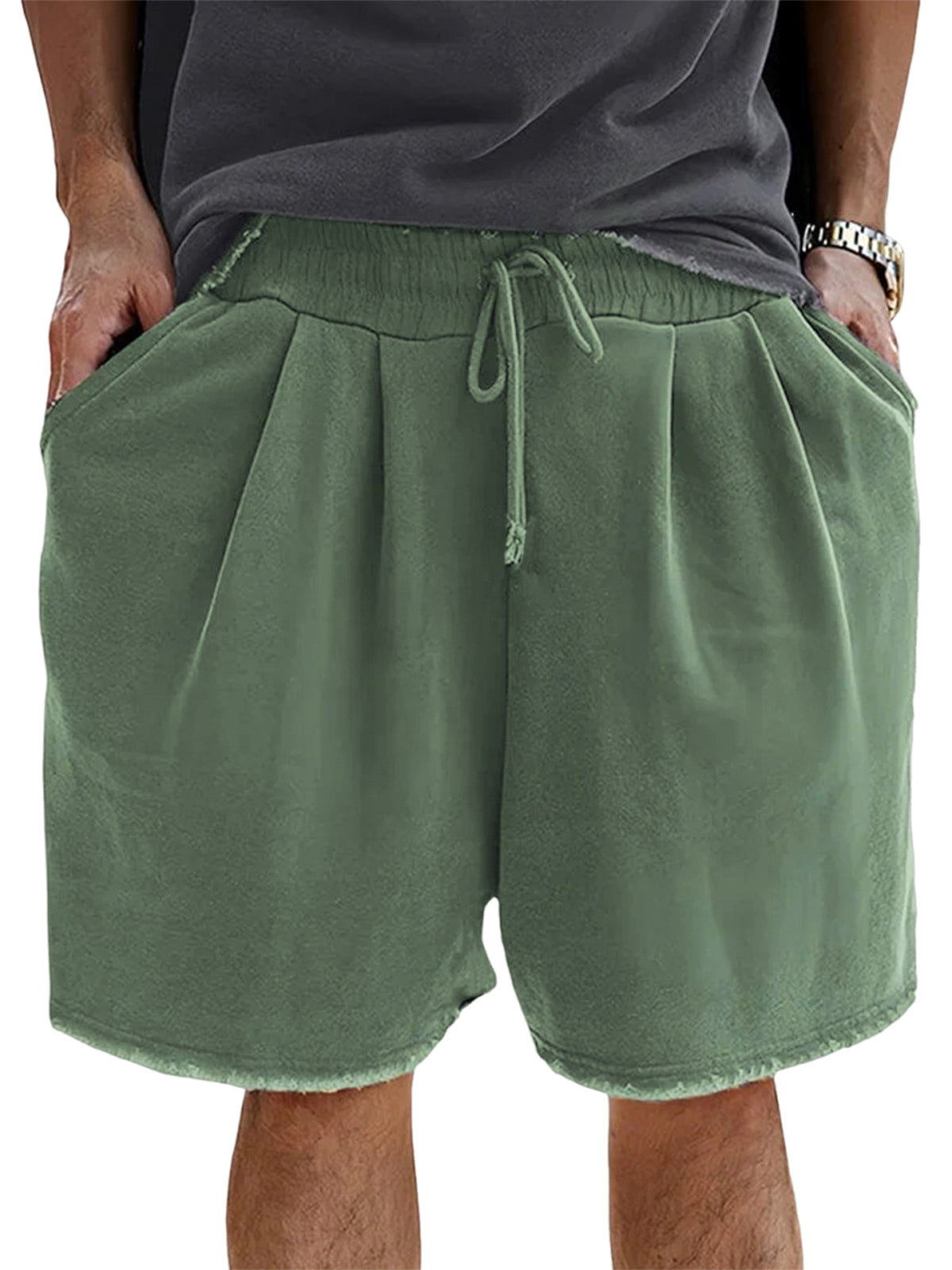 Men's Loose Cotton Vintage Pleated Lace-Up Sports Casual Daily Shorts