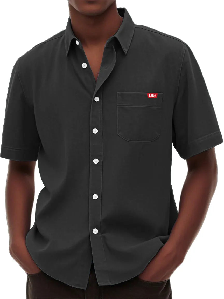 Men's Washed And Distressed Retro Fashion Casual Versatile Shirt