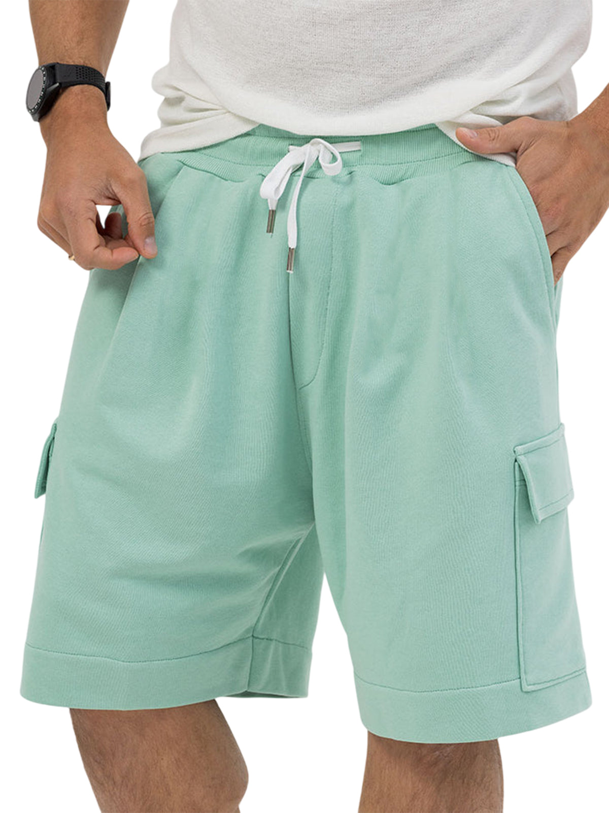 Men's Utility Multi-Pocket Bermuda Everyday Sports Lace-Up Shorts