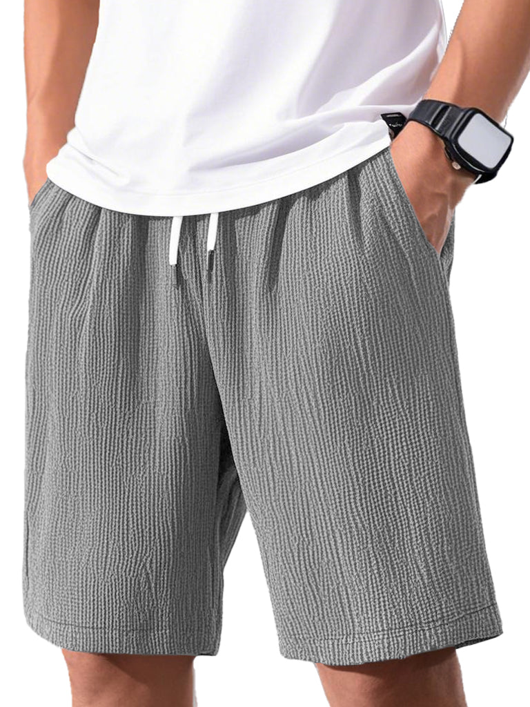Men's Fashion Casual Short-sleeved Pleated Fabric Shorts