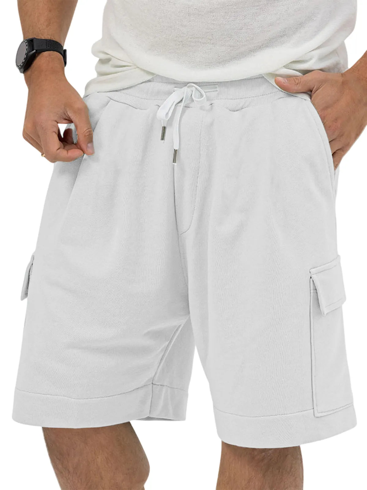 Men's Utility Multi-Pocket Bermuda Everyday Sports Lace-Up Shorts