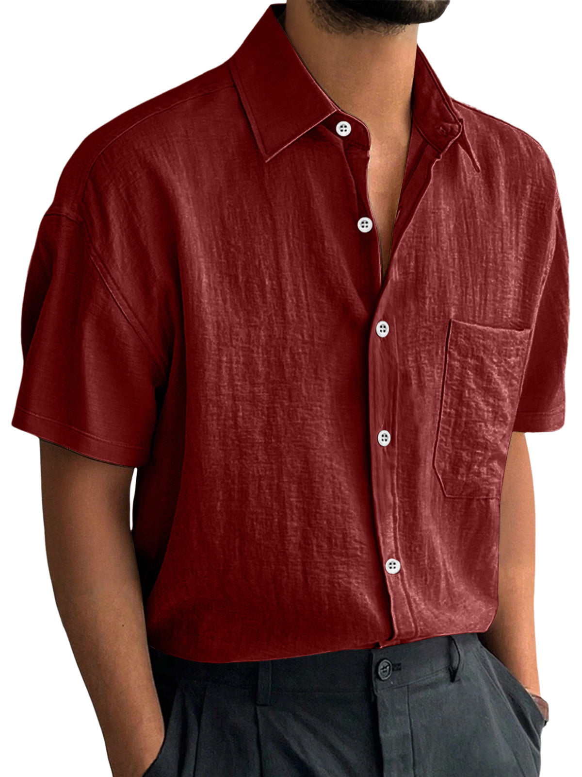 Men's Everyday Casual Lapel Pocket Comfort Short Sleeve Shirt