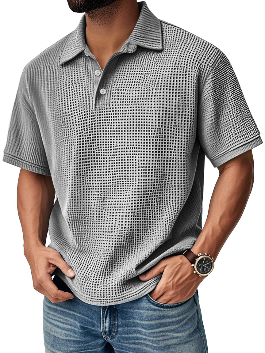 Men's Daily Casual Waffle Comfort Short Sleeve POLO Shirt