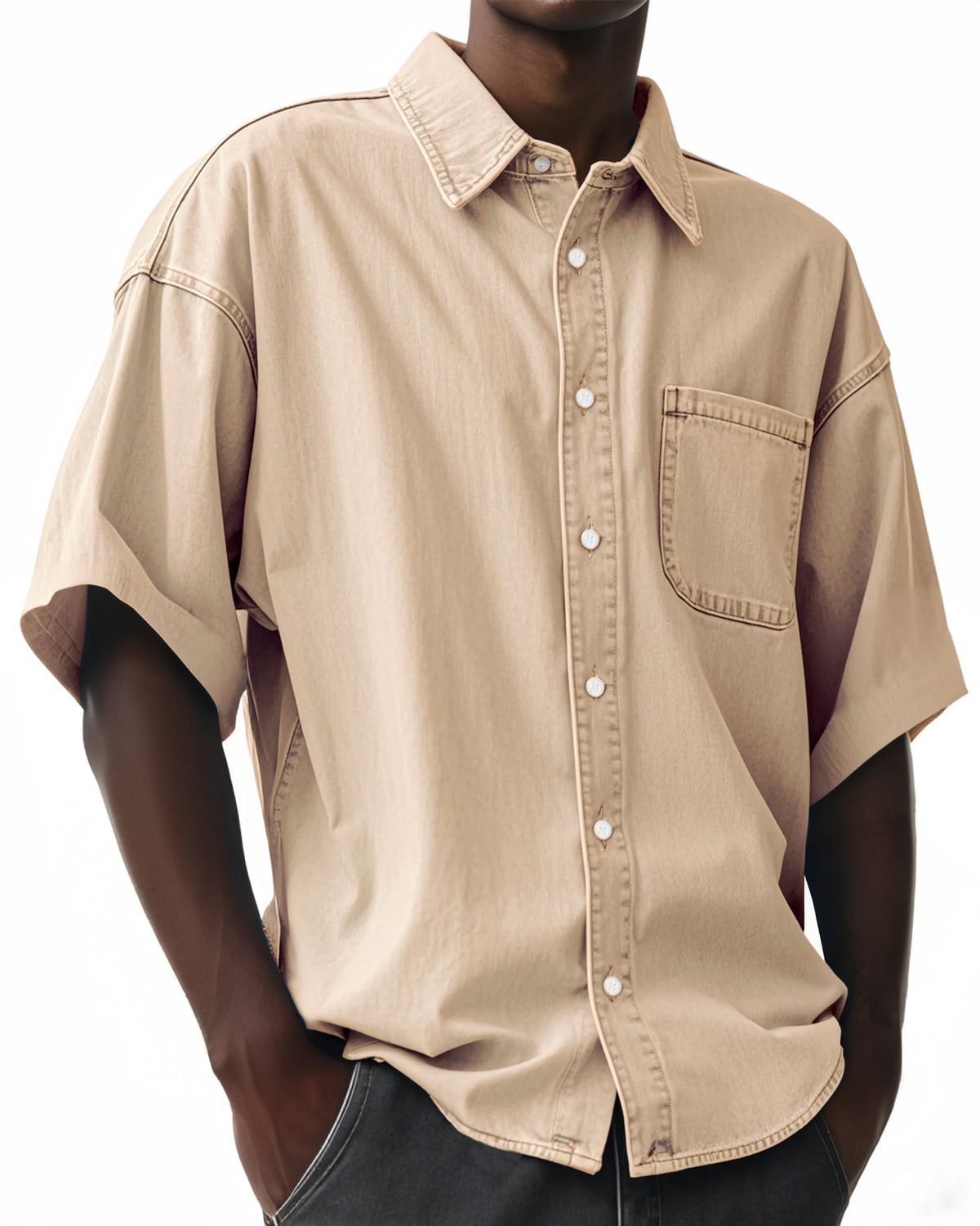 Men's Comfortable Vintage Lapel Short Sleeve Shirt With Chest Pocket