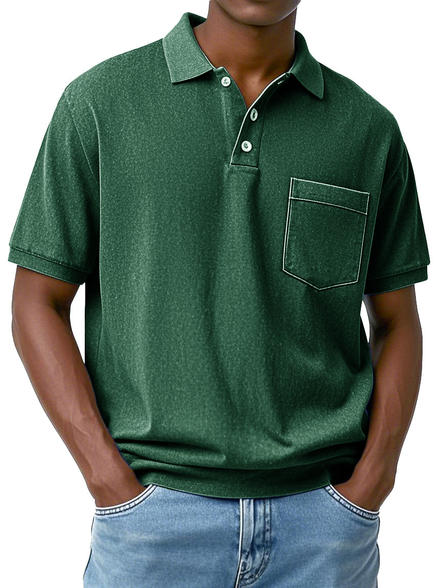 Men's Fashion Everyday Short-sleeved Lapel Pocket Polo Shirt