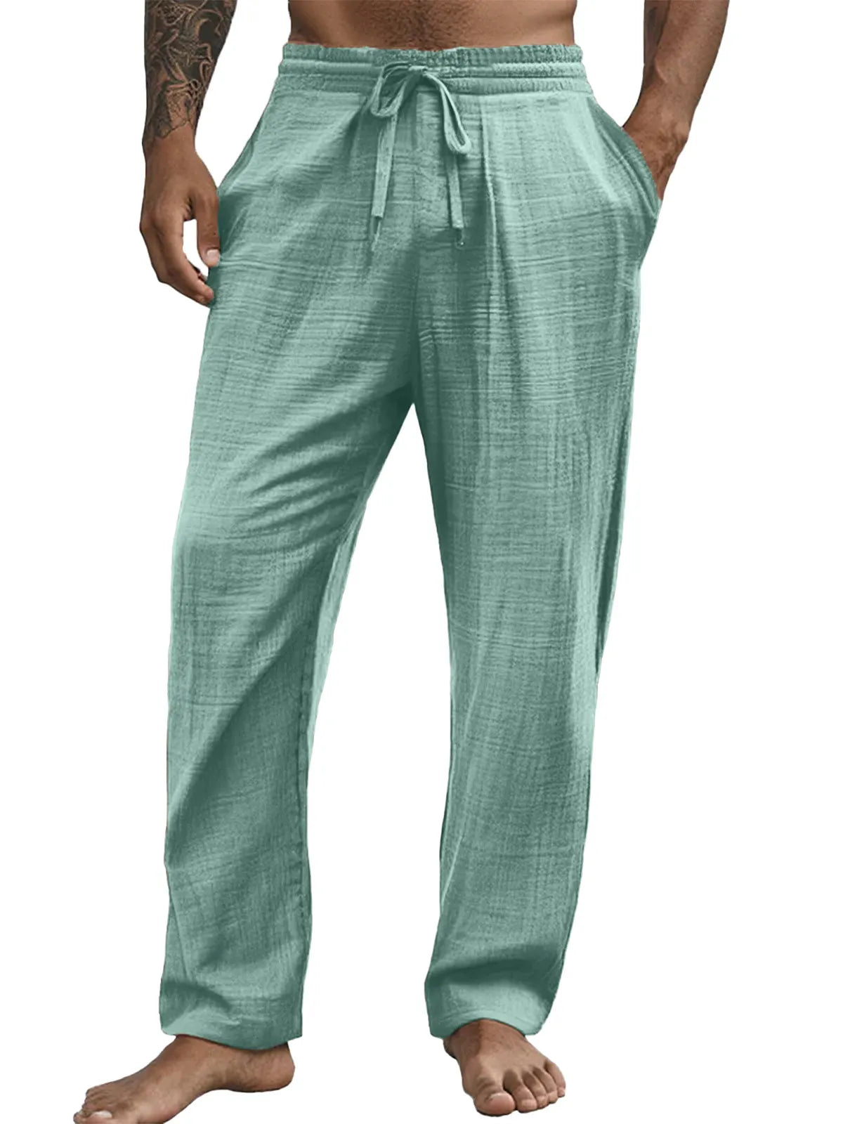 Men's Casual Hawaiian Comfortable Loose Solid Color Trousers