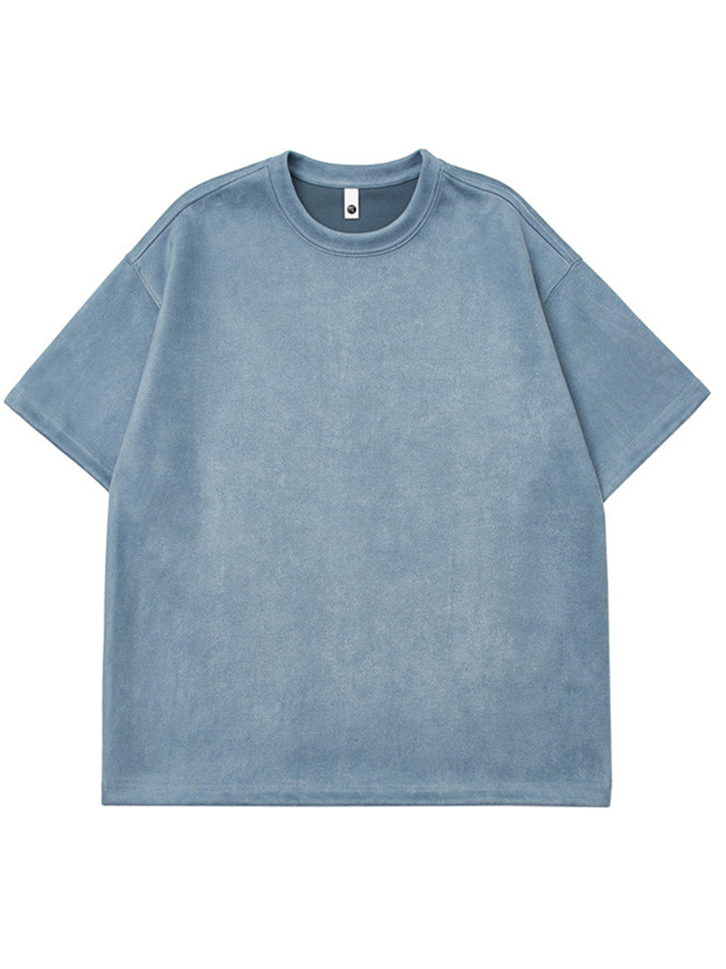 Men's Daily Round Neck Suede Casual Comfortable Short-sleeved T-shirt