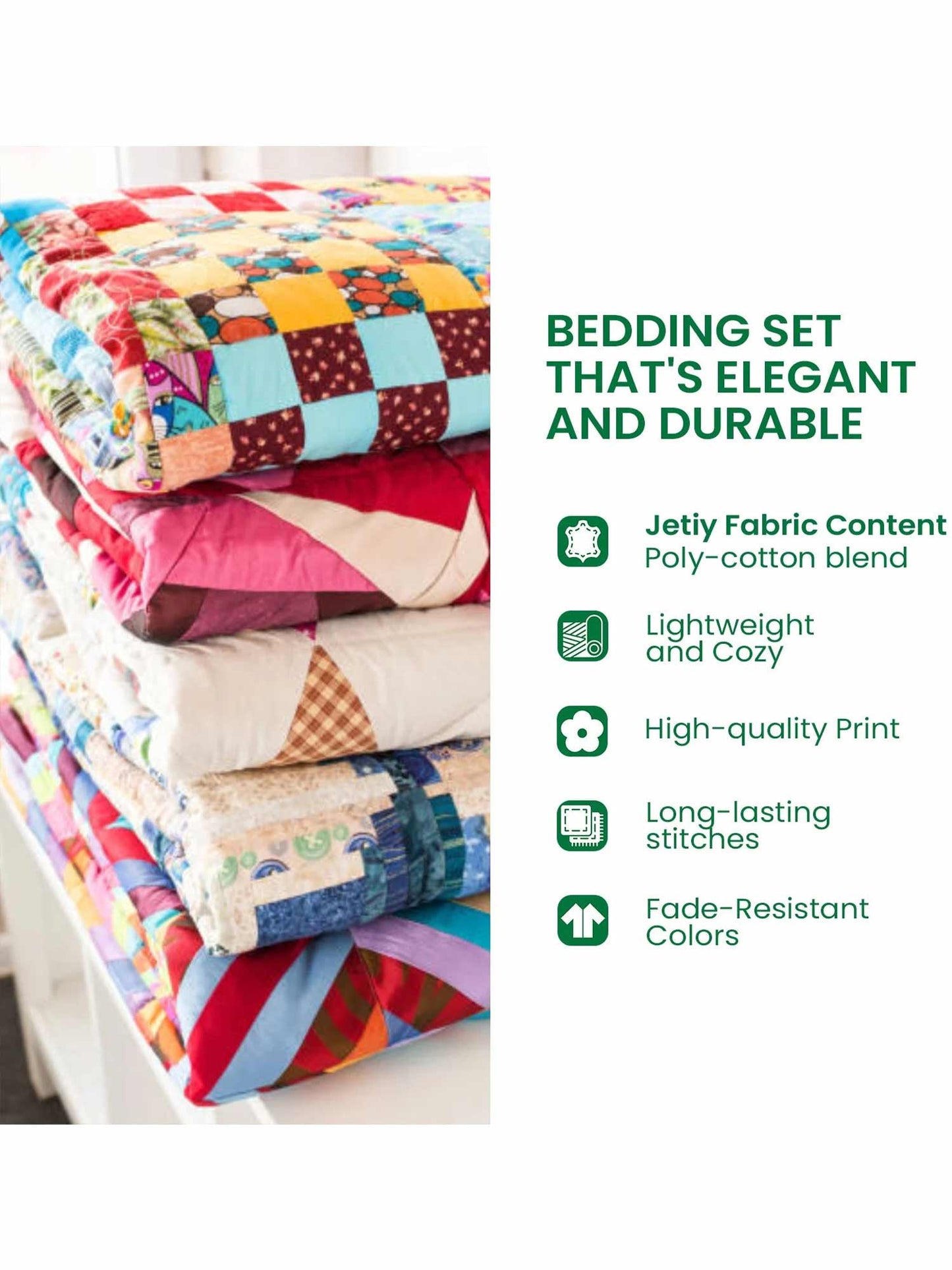 Peace Flower 3- Piece Quilted Bedding Set