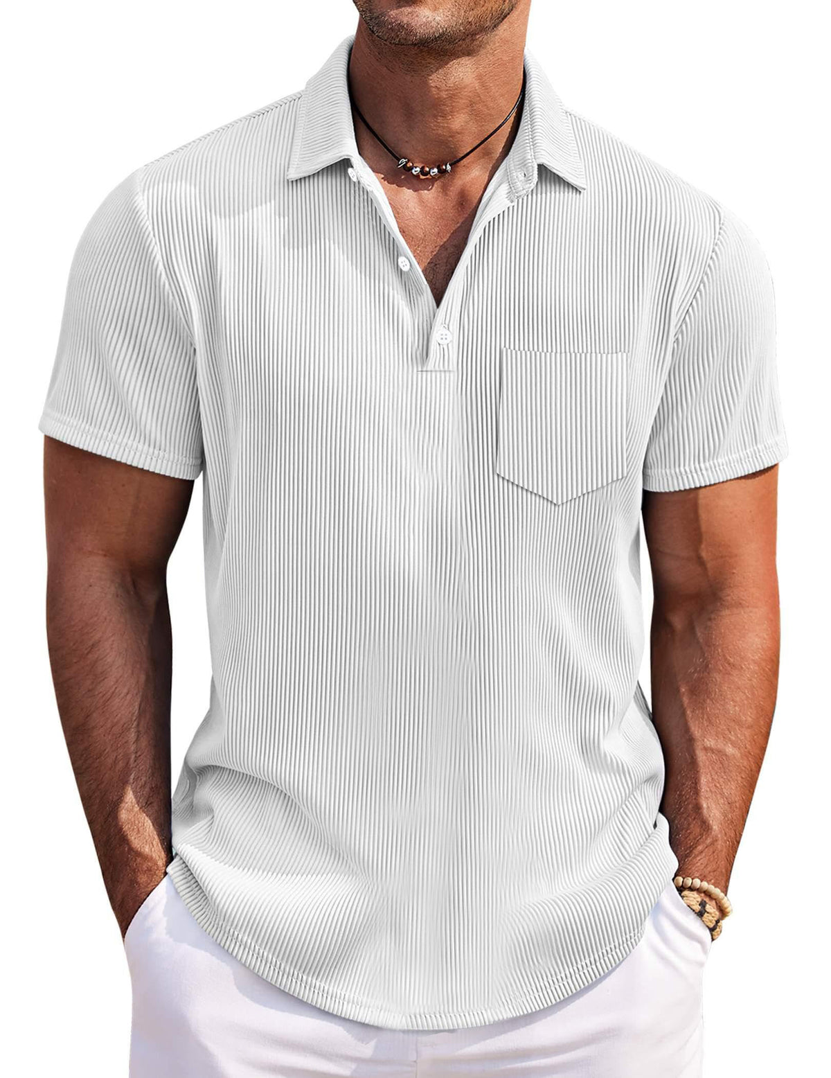 Men's Casual Simple Solid Color Pit Short Sleeve Lapel Polo Shirt