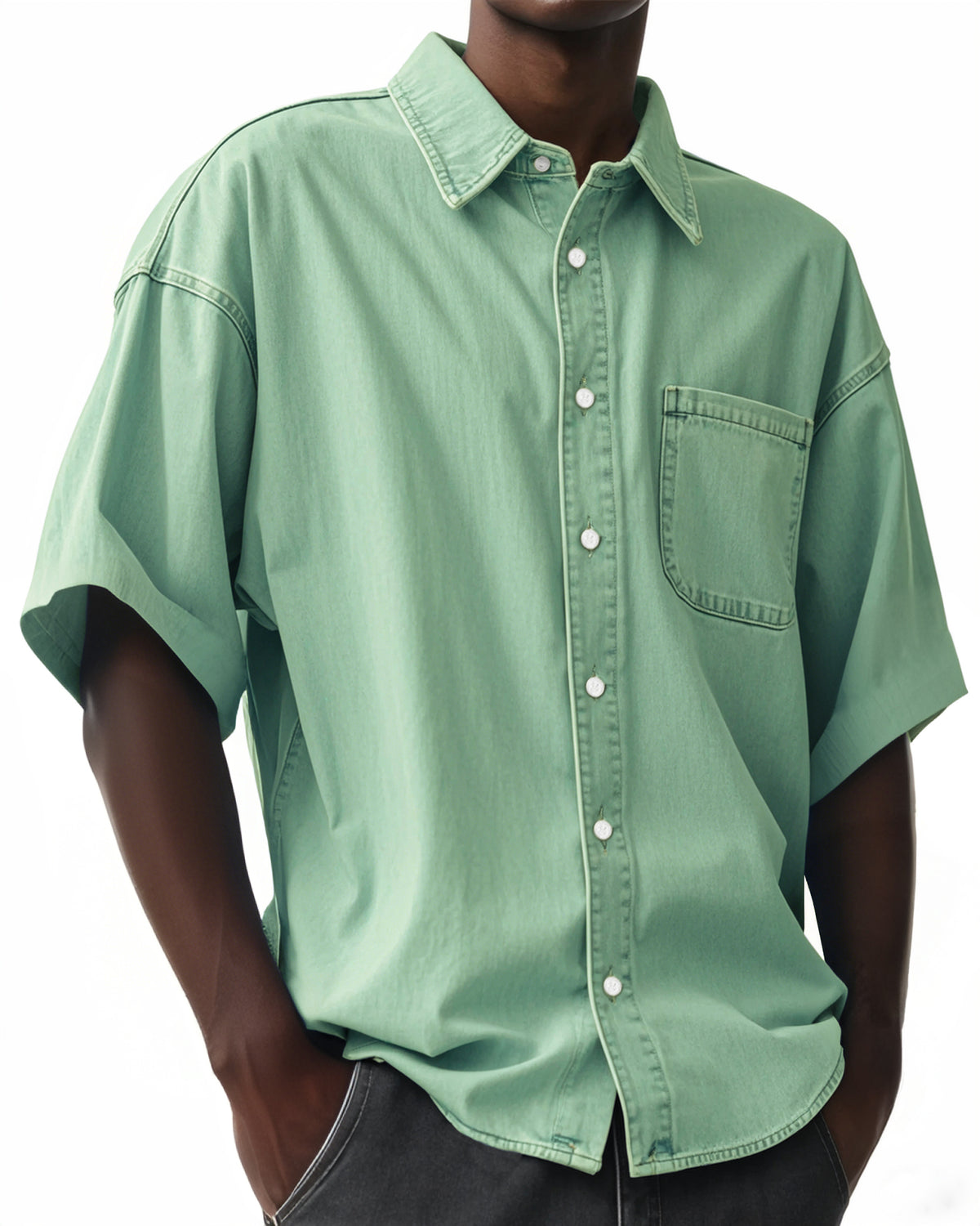 Men's Comfortable Vintage Lapel Short Sleeve Shirt With Chest Pocket