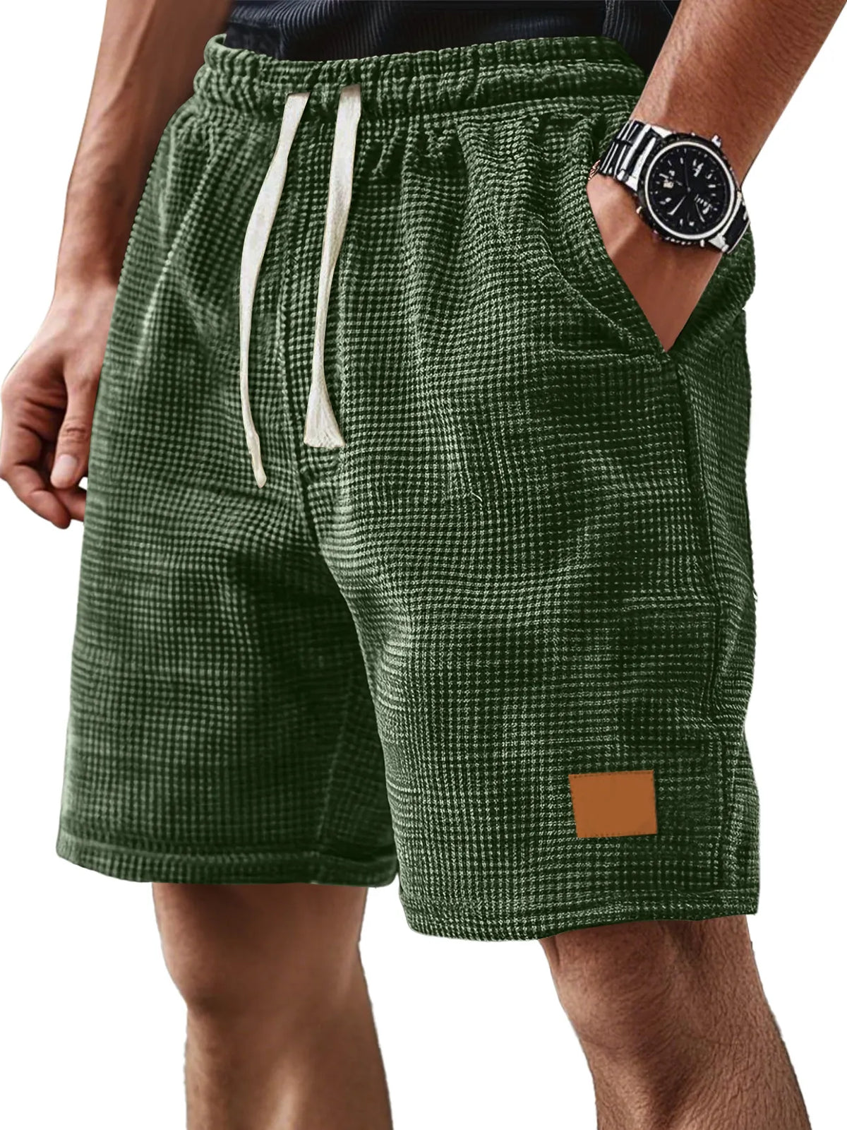 Men's Everyday Corduroy Waffle Casual Loose Drawstring Comfort Shorts