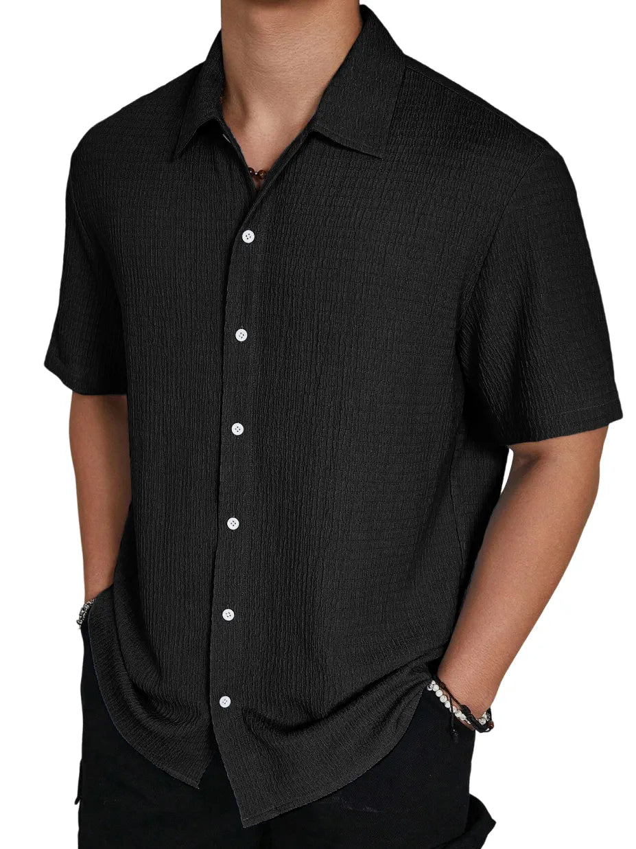 Men's Casual Hawaiian Pleated Short Sleeve Shirt