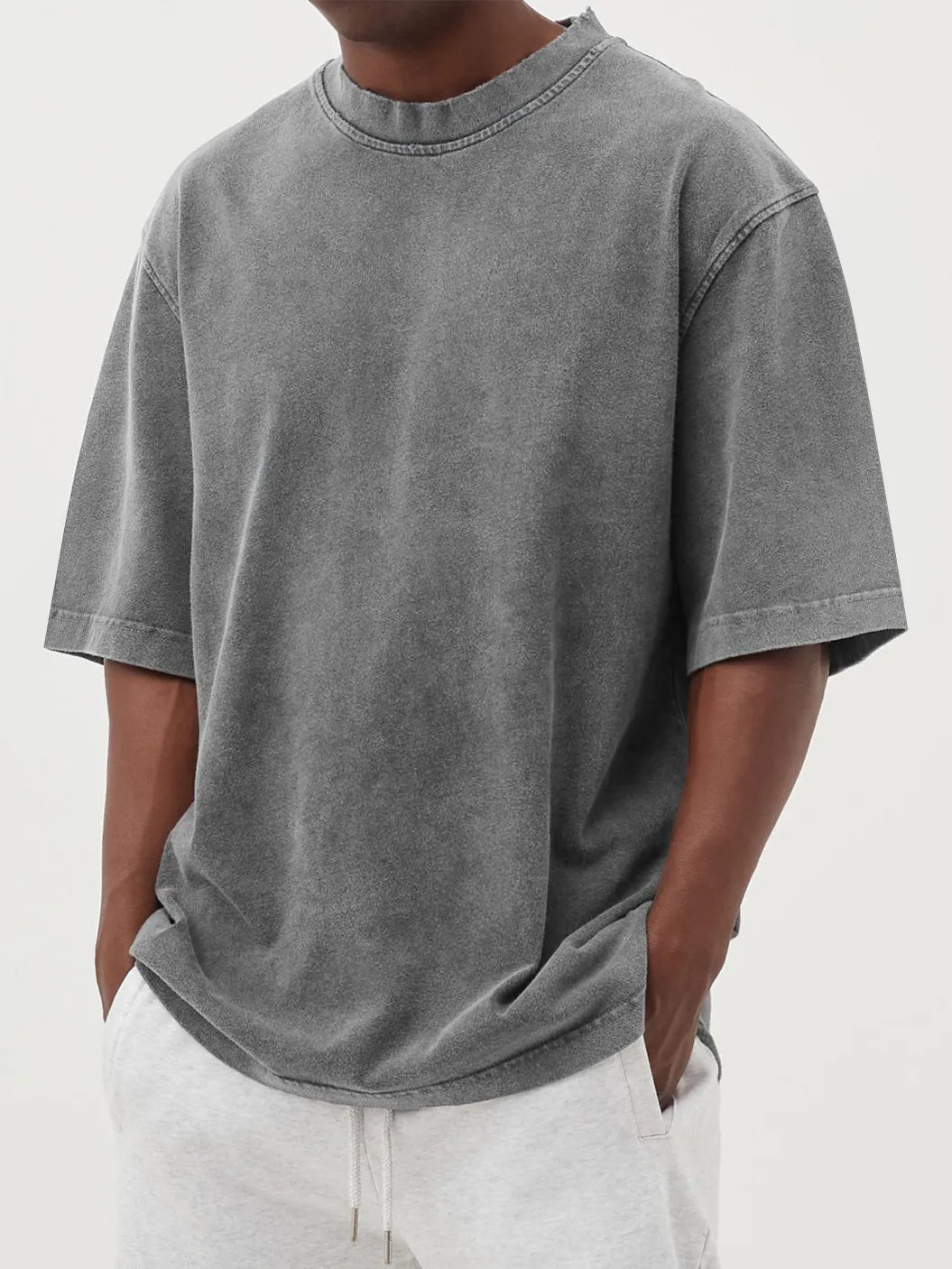 Men's Vintage Washed And Distressed Cotton T-shirt