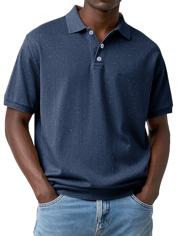 Men's Fashion Retro Distressed Lapel Short Sleeve Polo Shirt