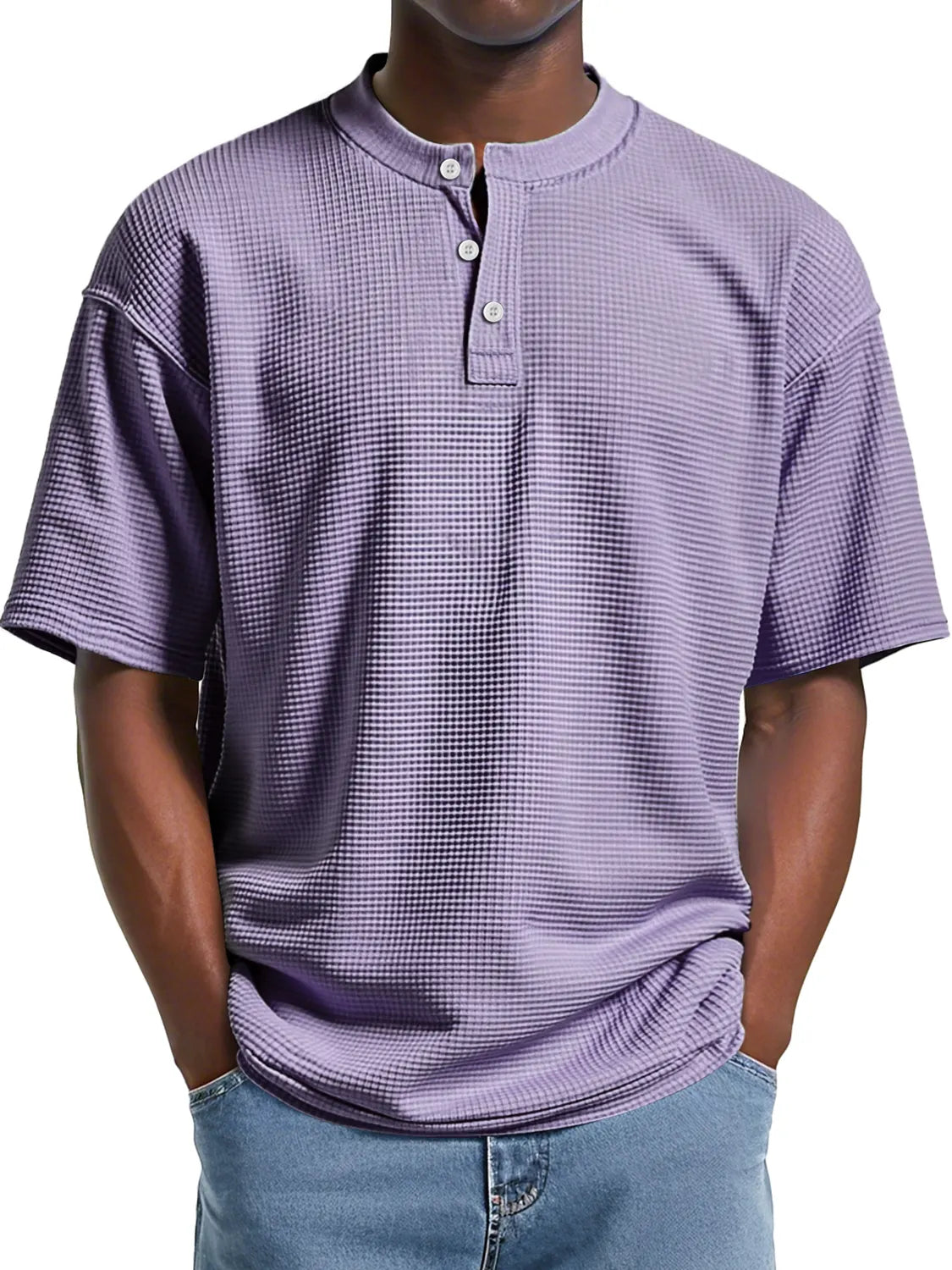 Men's Everyday Waffle Casual Comfort Short Sleeve Henley