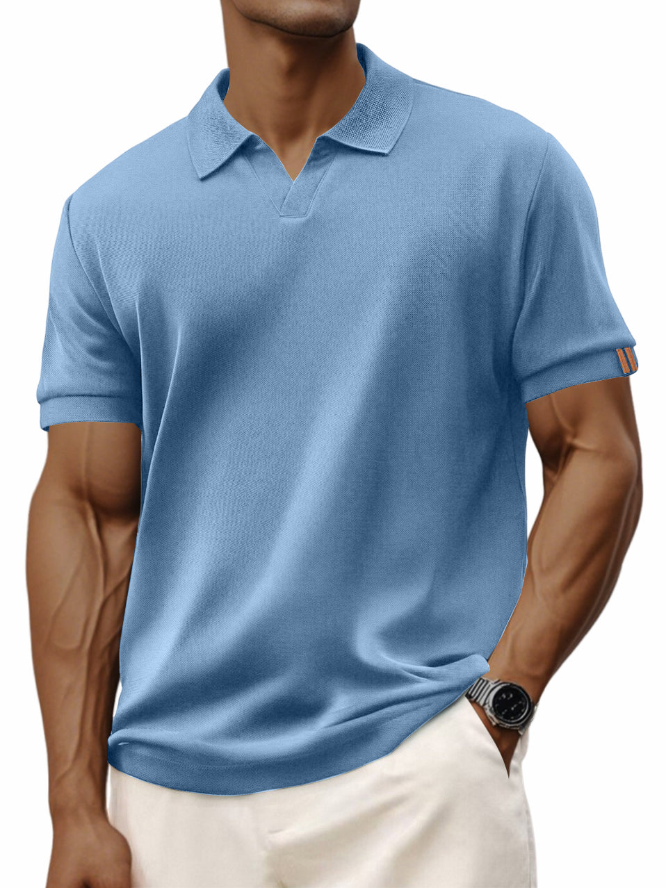 Men's Retro Casual V-neck Short-sleeved Polo Shirt