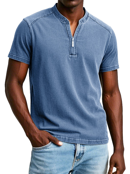 Men's Fashion Vintage Distressed Short Sleeve Henley Shirt