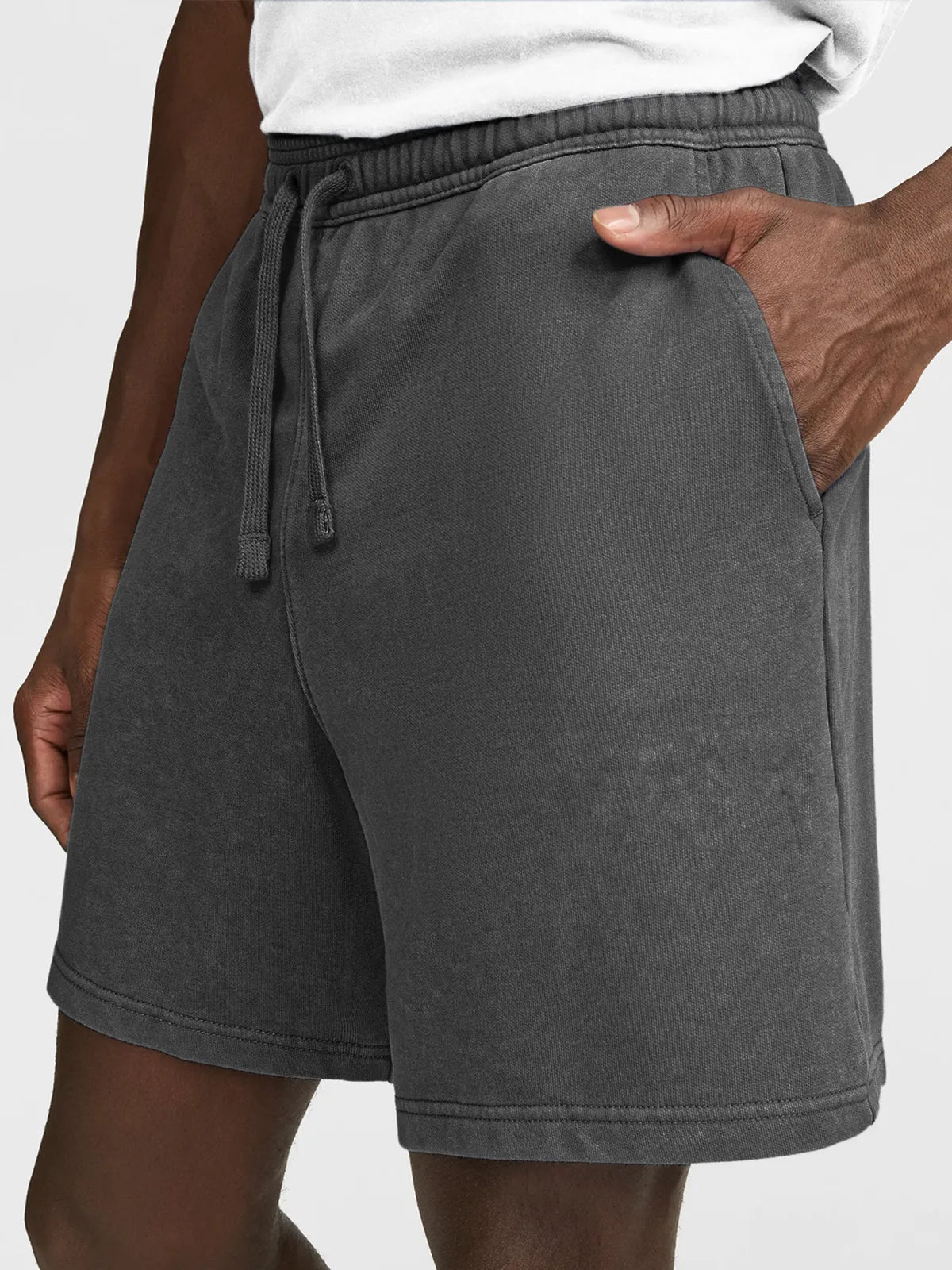 Men's Distressed Vintage Casual Dyed Textured Shorts With Side Pockets