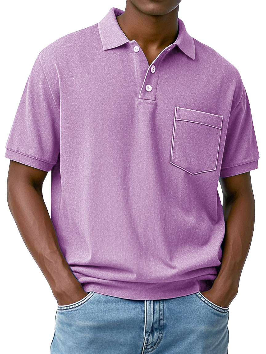 Men's Fashion Everyday Short-sleeved Lapel Pocket Polo Shirt