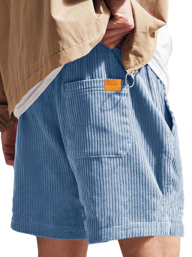 Men's Fashion Casual Corduroy Logo Embroidered Shorts