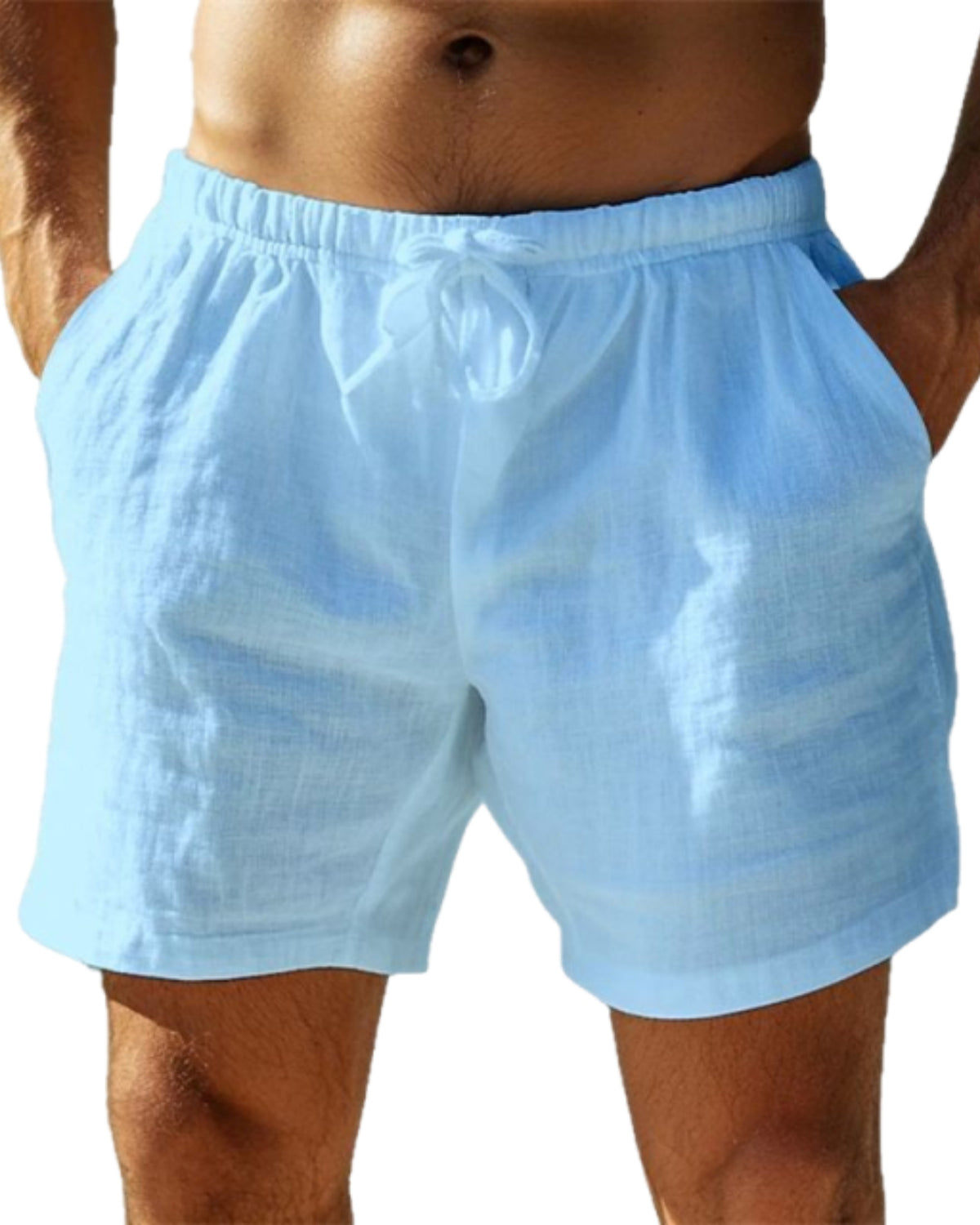 Men's 100% Cotton Beach Casual Breathable Drawstring Shorts