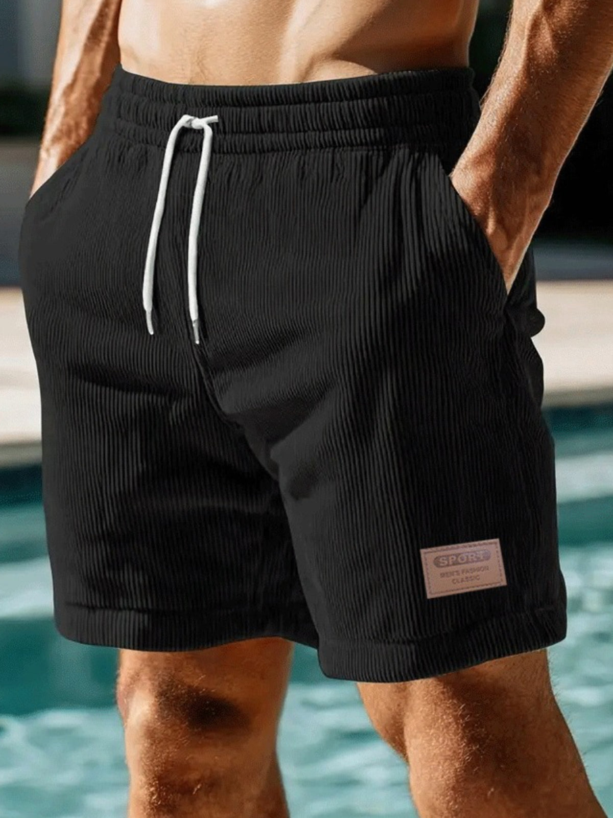 Men's Corduroy Lace-up Simple Casual Shorts