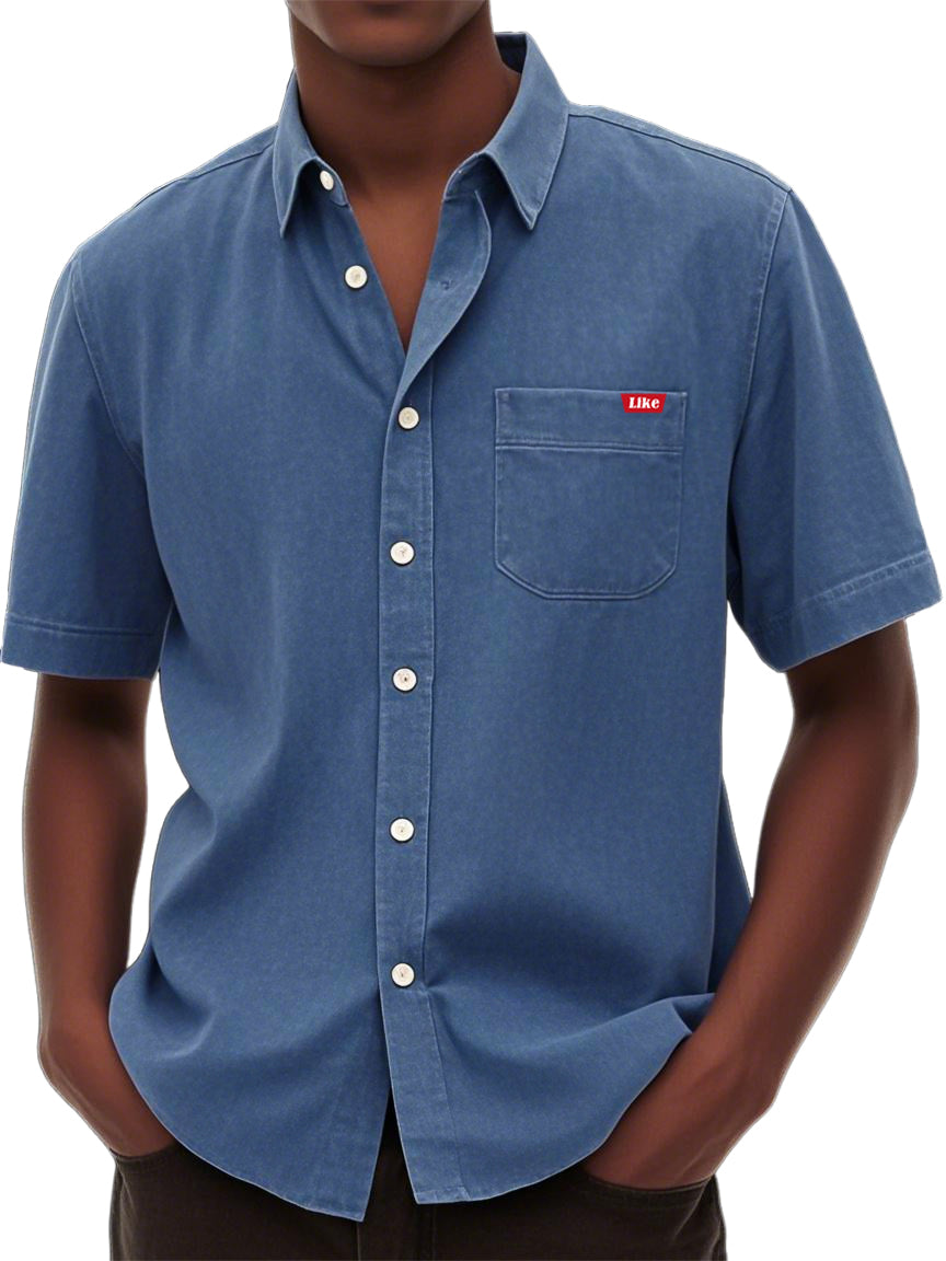 Men's Washed And Distressed Retro Fashion Casual Versatile Shirt