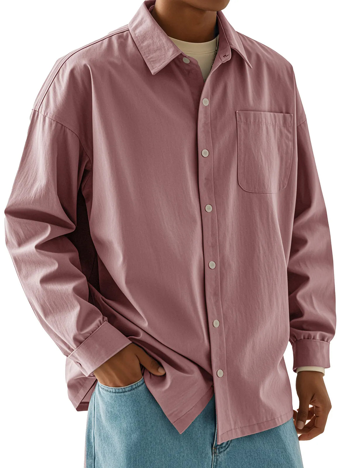 Men's Fashion Casual Retro Cotton Lapel Long Sleeve Shirt
