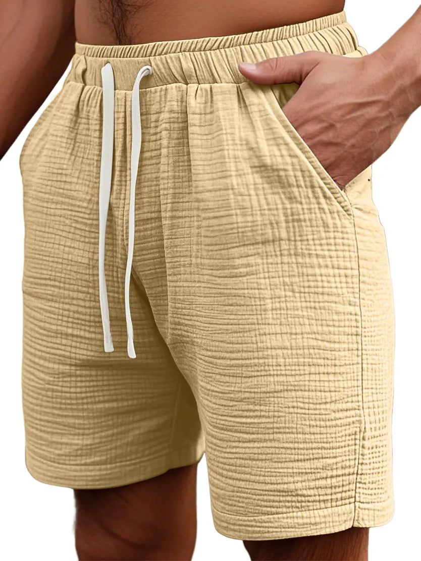 Men's Simple Daily Loose Pleated Texture Pocket Shorts