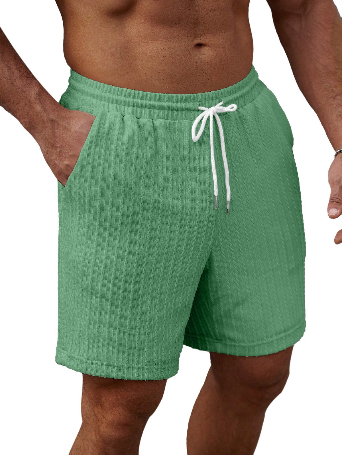 Men's Casual Solid Color Textured Loose Shorts