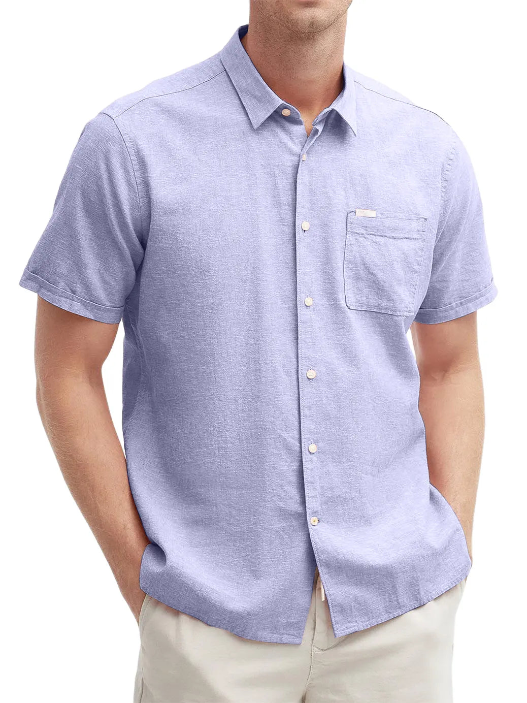 Men's Textured Pocket Casual Short-sleeved Shirt