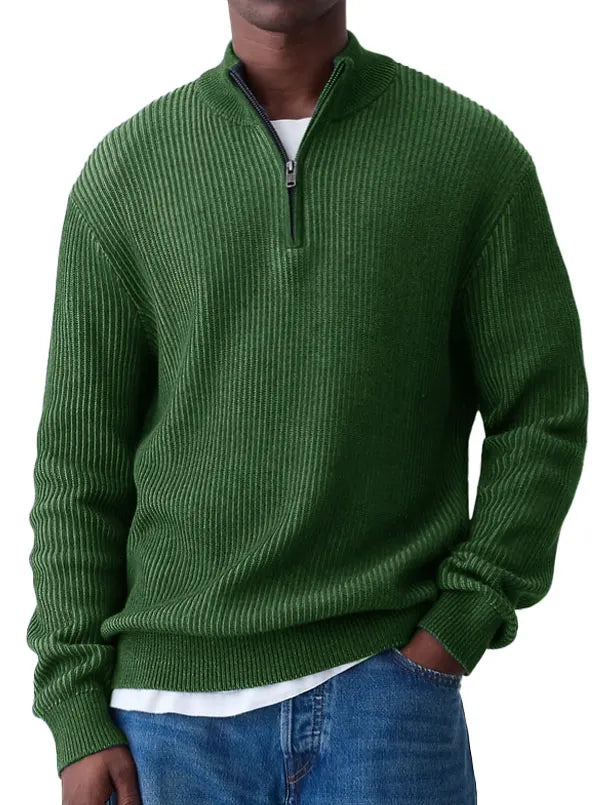 Men's Fashion Casual Long Sleeve Zip Stand Collar Sweater