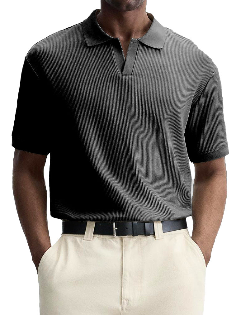 Men's Fashion Retro Casual Pit V-neck Short-Sleeved Polo Shirt