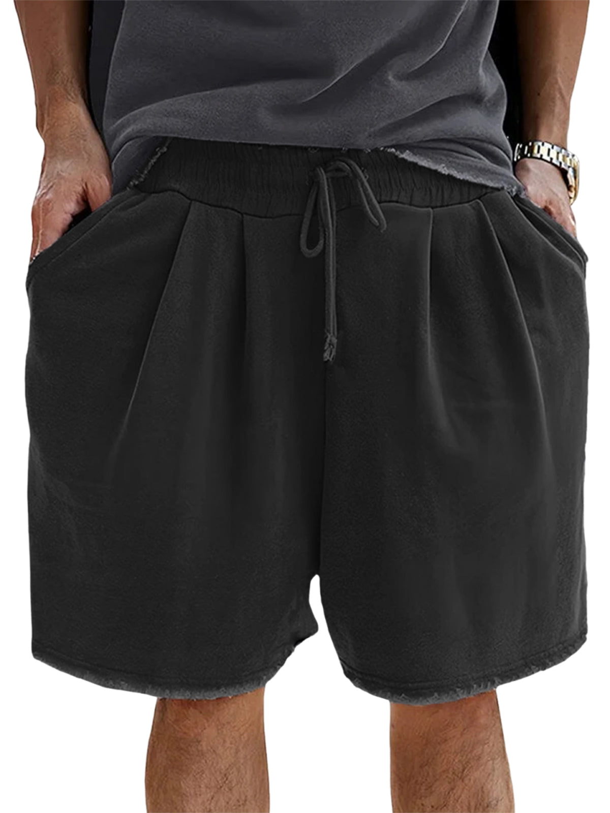 Men's Loose Cotton Vintage Pleated Lace-Up Sports Casual Daily Shorts