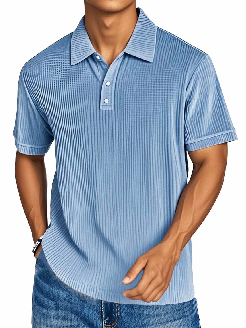 Men's Fashion Casual Textured Fabric Short-sleeved Polo Shirt